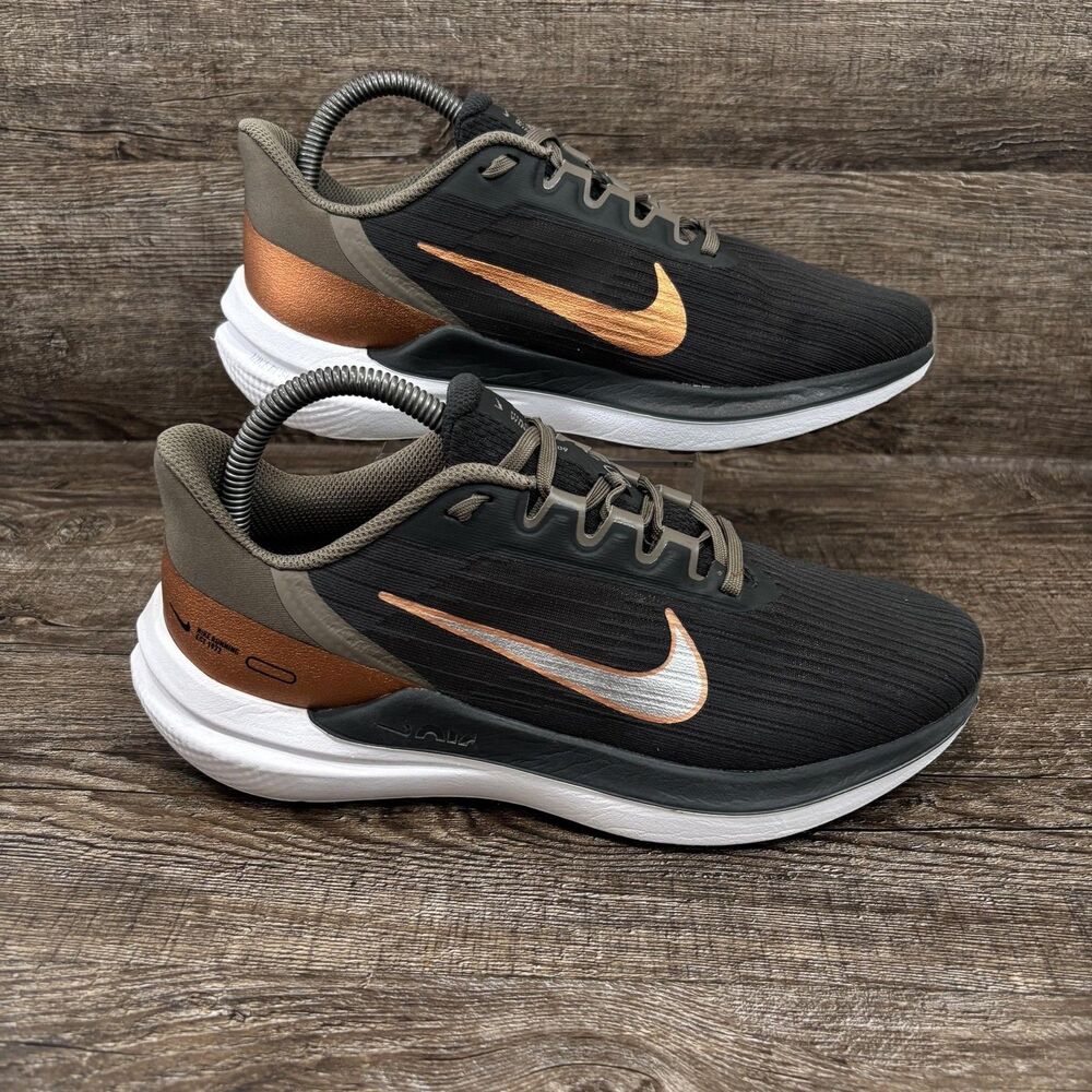 Nike Winflo 9 Shoes Women's 8 Black Metallic Copper Mesh Running DD8686-005